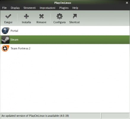Configurazione di PlayOnLinux
